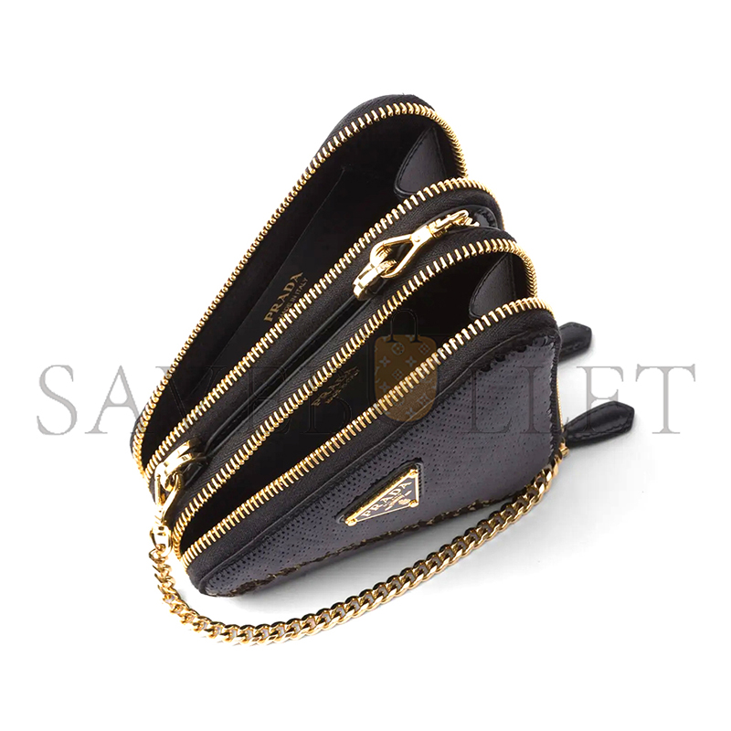 PRADA TRIANGULAR SEQUINED MINI POUCH 1NR015 (15*10cm)